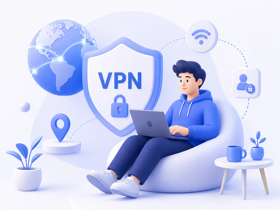 Can I use a free VPN for the USA? Person browsing securely with a free USA VPN connection