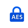 Blue AES encryption lock icon