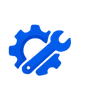 Blue gear and wrench icon